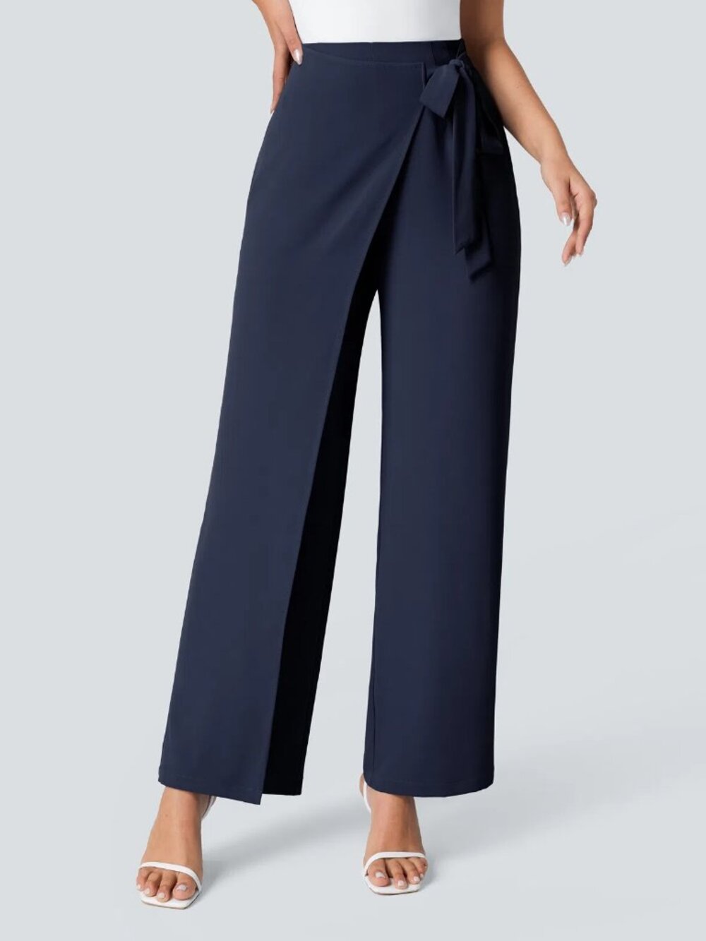 NEW Halara Flex High Waisted Tie Side Wide Leg Work Pants Size XL Navy Blue